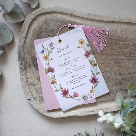 'Wildflower Stories' Layered Vellum Menu