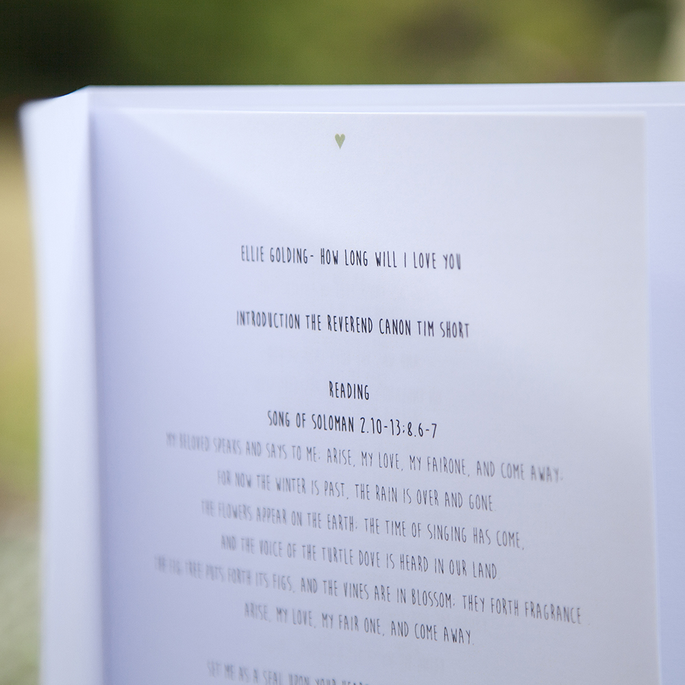 'Arabella' Folded Order of Service