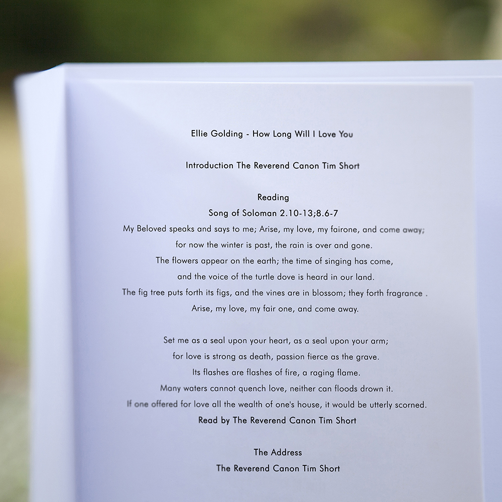 'Calligraphy 1' Folded Order of Service Sample