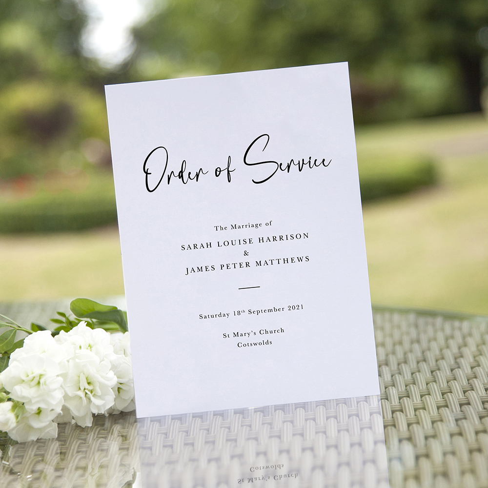 'Calligraphy 2' Folded Order of Service Sample