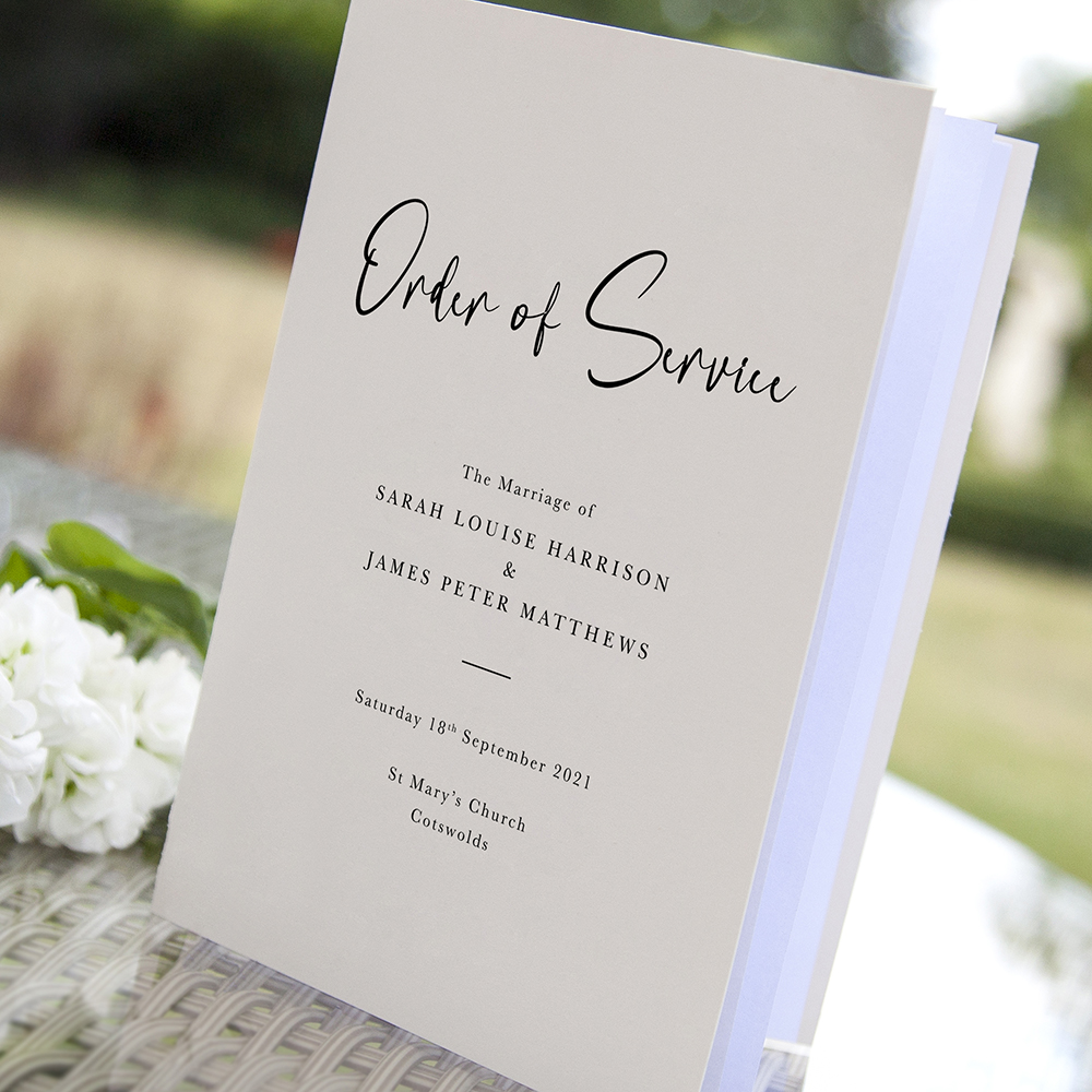 'Calligraphy 2' Folded Order of Service Sample