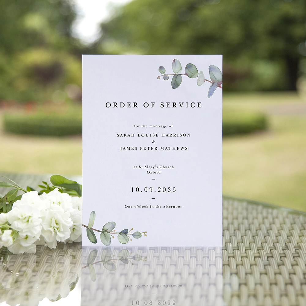 'Campagna Eucalyptus CA11' Folded Order of Service