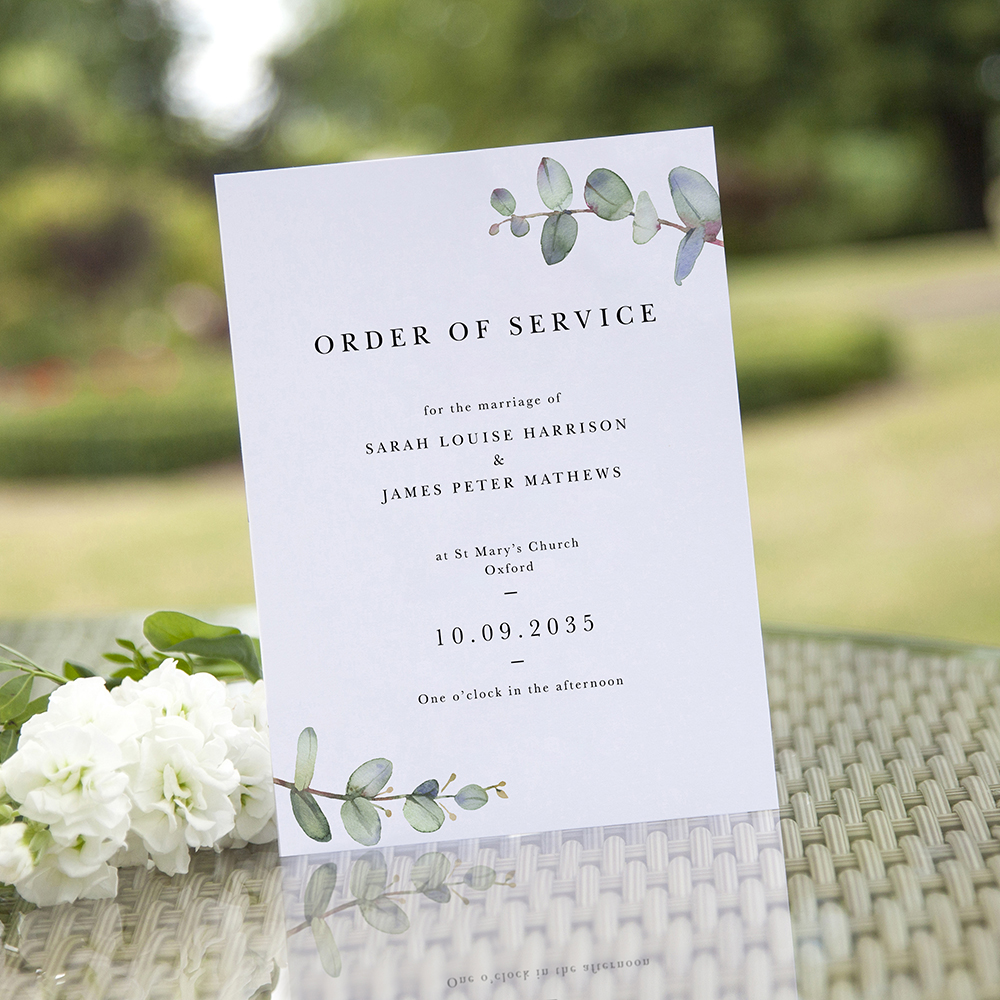 'Campagna Eucalyptus CA11' Folded Order of Service