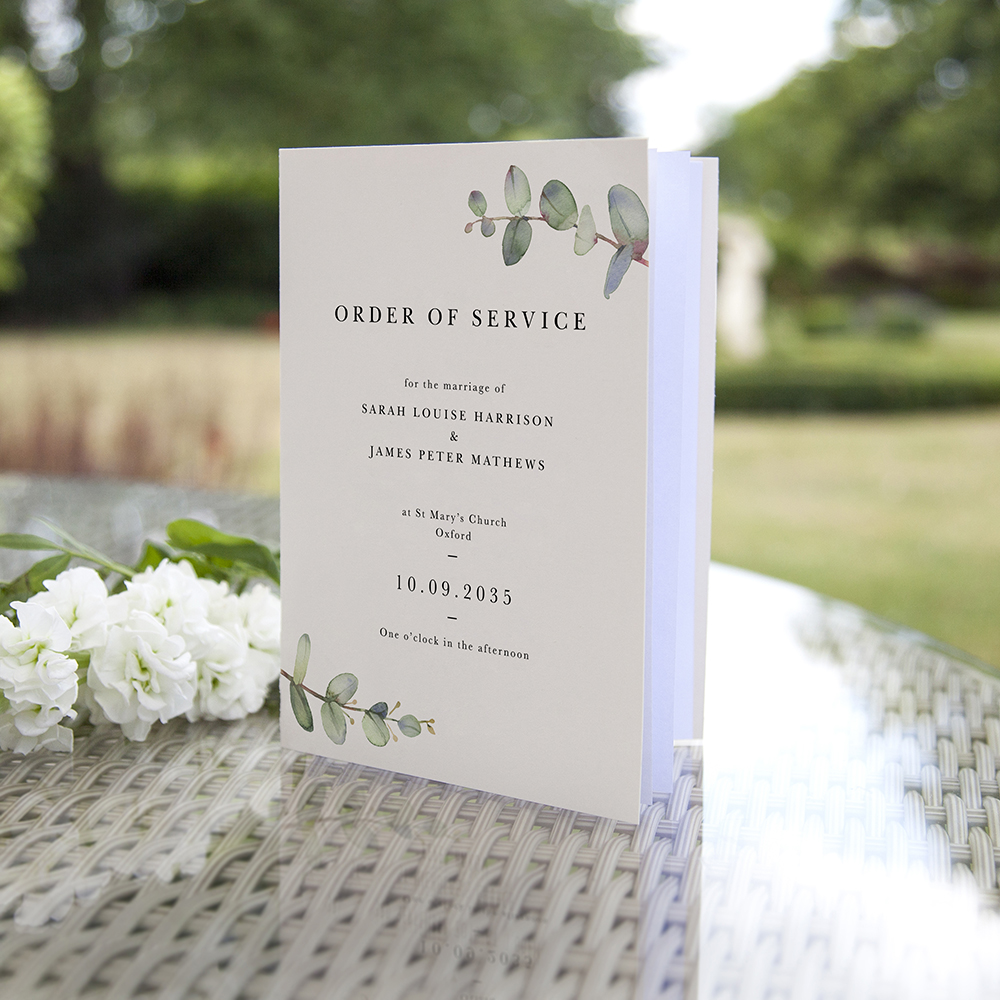 'Campagna Eucalyptus CA11' Folded Order of Service