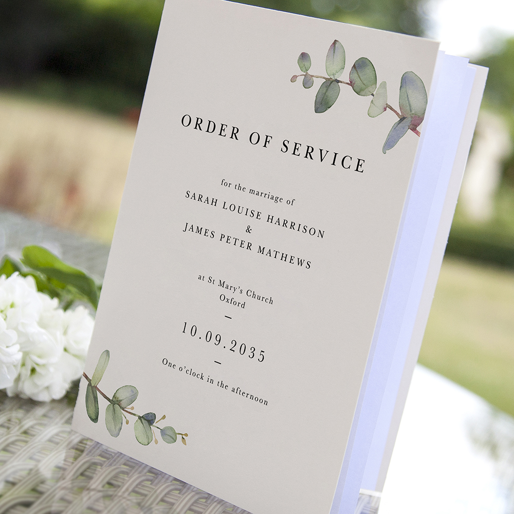 'Campagna Eucalyptus CA11' Folded Order of Service