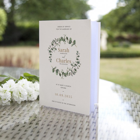 'Campagna Eucalyptus' Folded Order of Service Sample