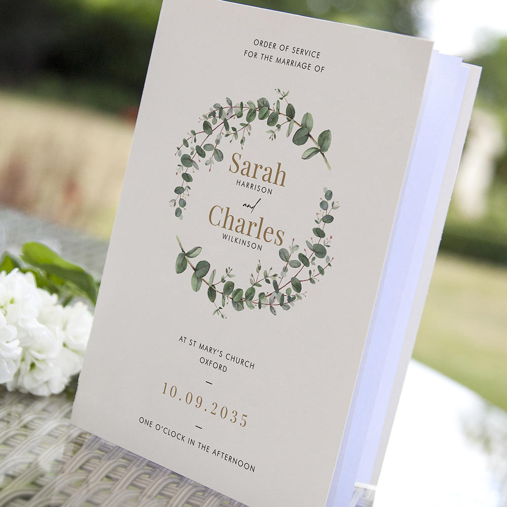 'Campagna Eucalyptus' Folded Order of Service Sample