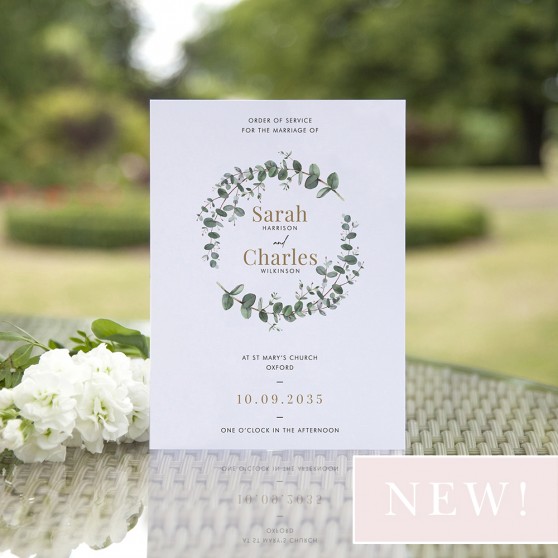 'Campagna Eucalyptus' Folded Order of Service Sample