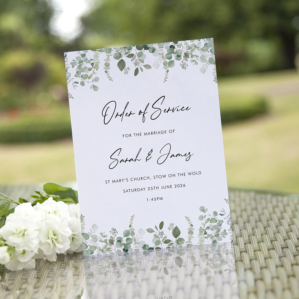 'Classic Eucalyptus CE14' Folded Order of Service Sample