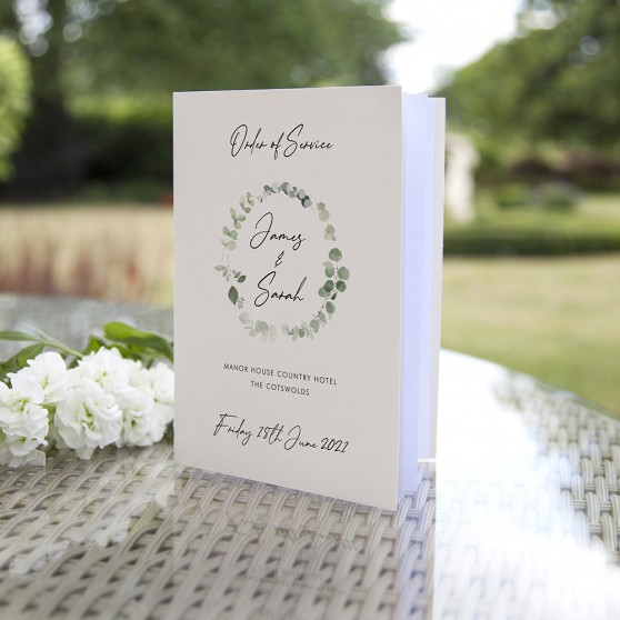 'Classic Eucalyptus CE15' Folded Order of Service Sample