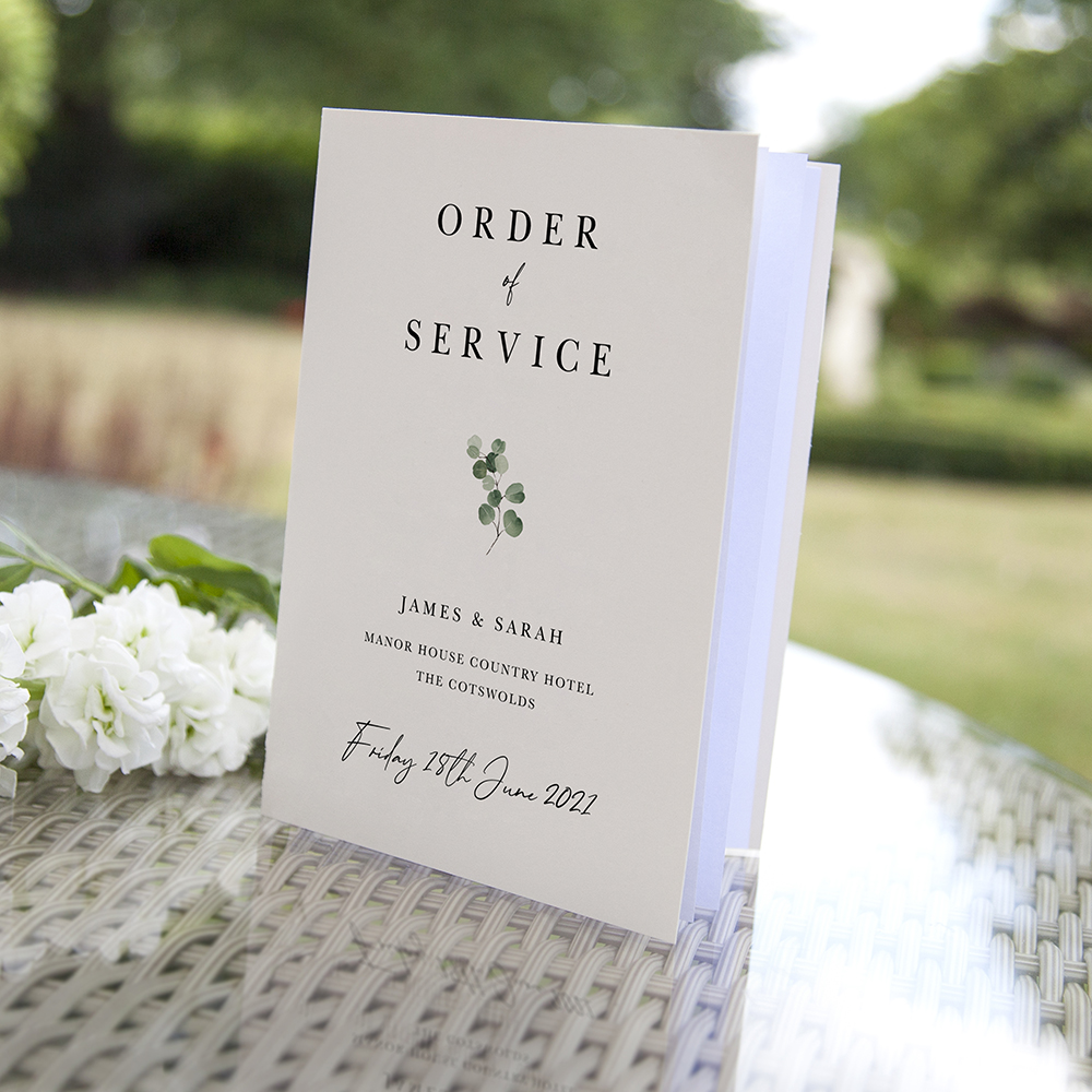 'Classic Eucalyptus CE20' Folded Order of Service
