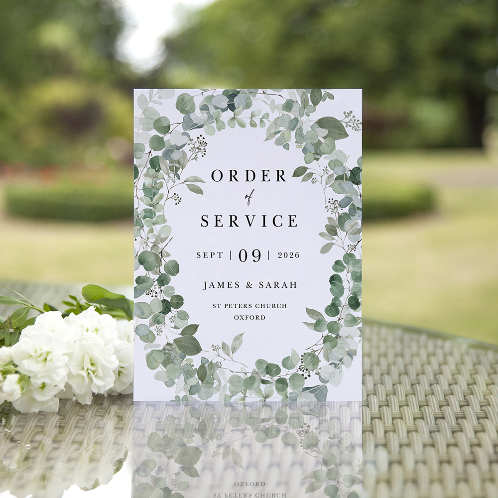 'Classic Eucalyptus CE21' Folded Order of Service