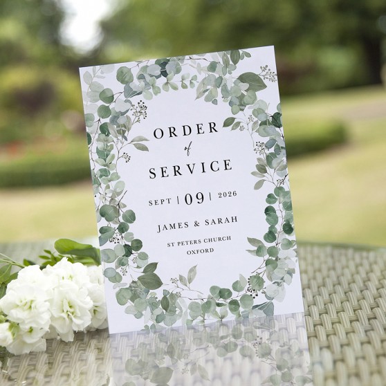 'Classic Eucalyptus CE21' Folded Order of Service