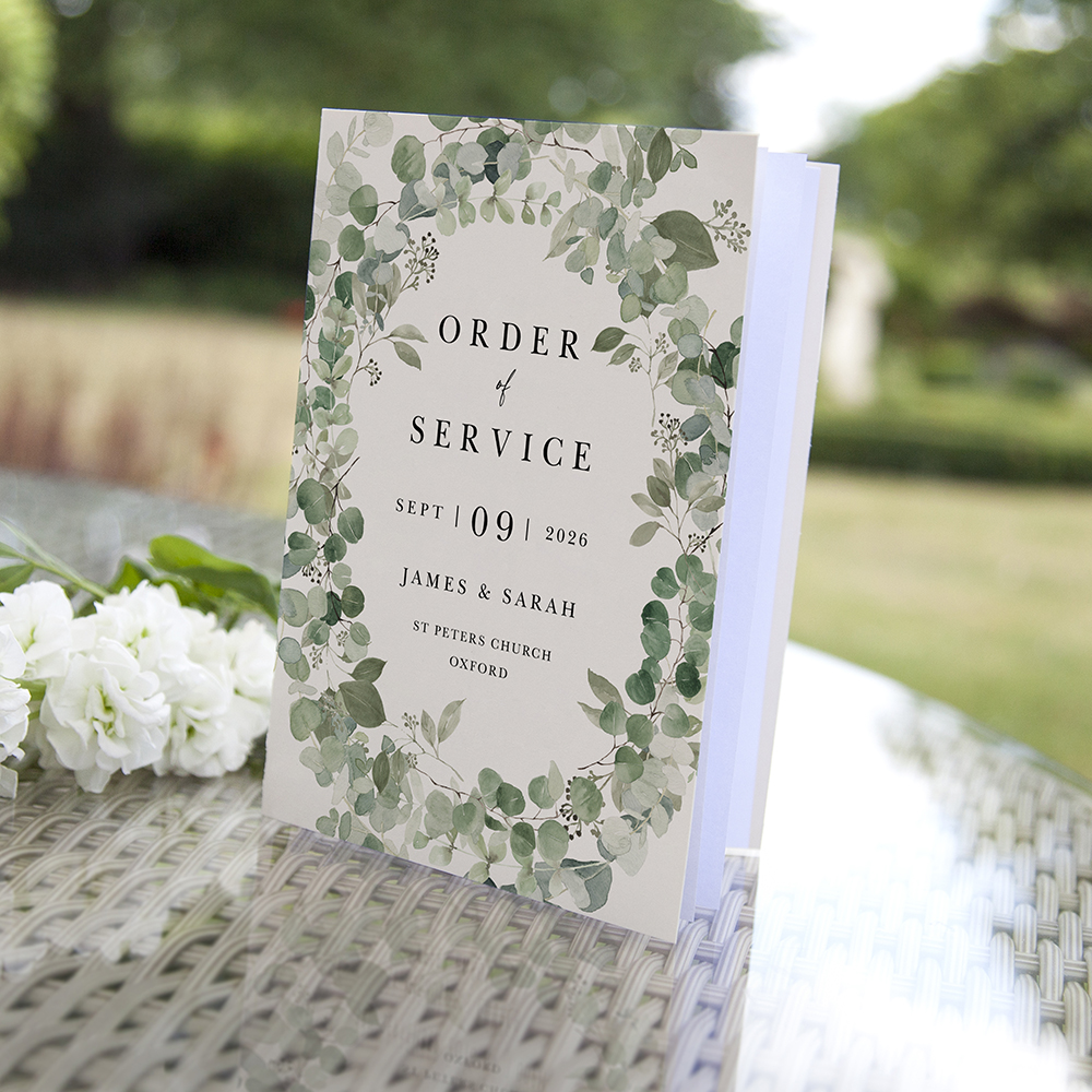 'Classic Eucalyptus CE21' Folded Order of Service