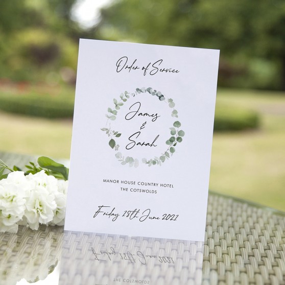 'Classic Eucalyptus CE15' Folded Order of Service