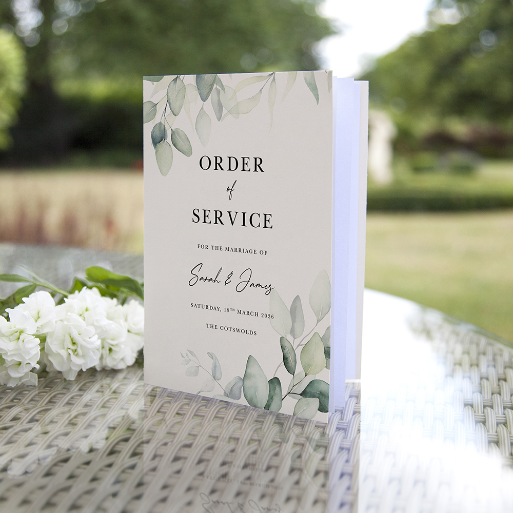 'Dreamy Eucalyptus' Folded Order of Service Sample