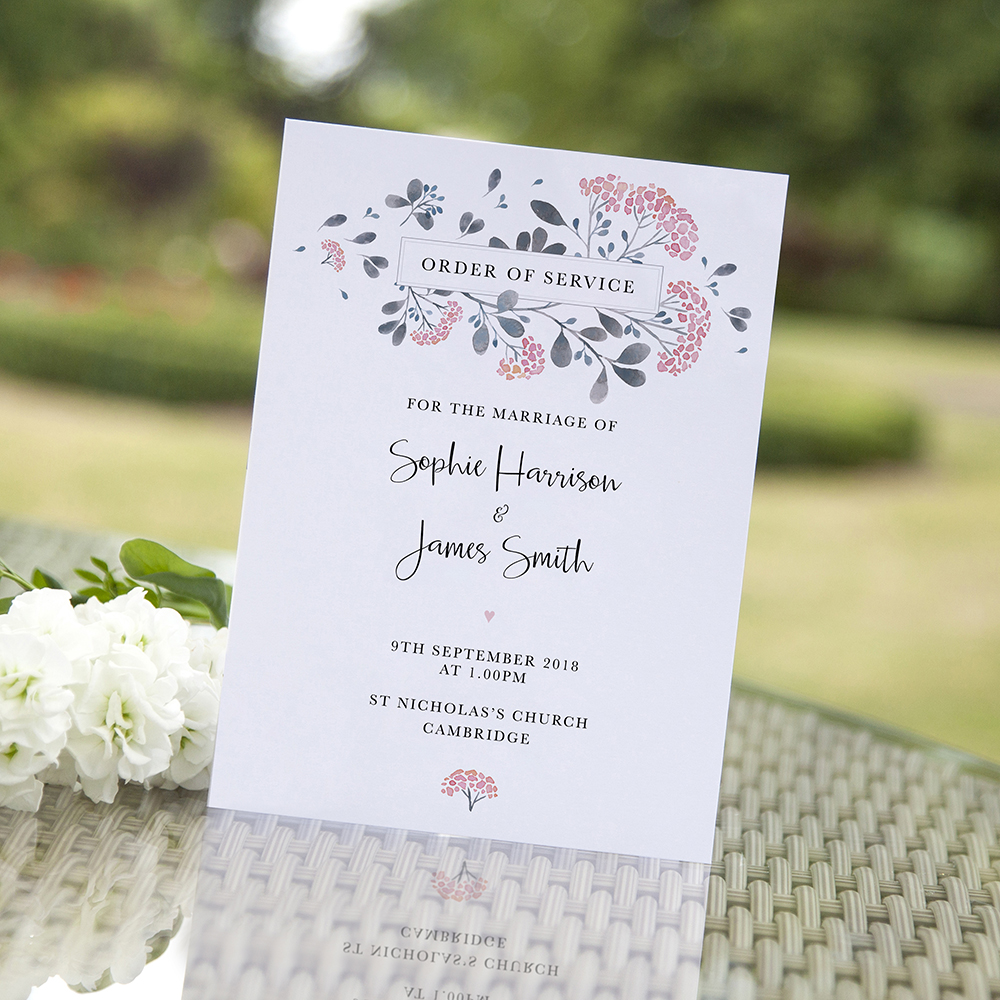 'Felicity' Folded Order of Service Sample