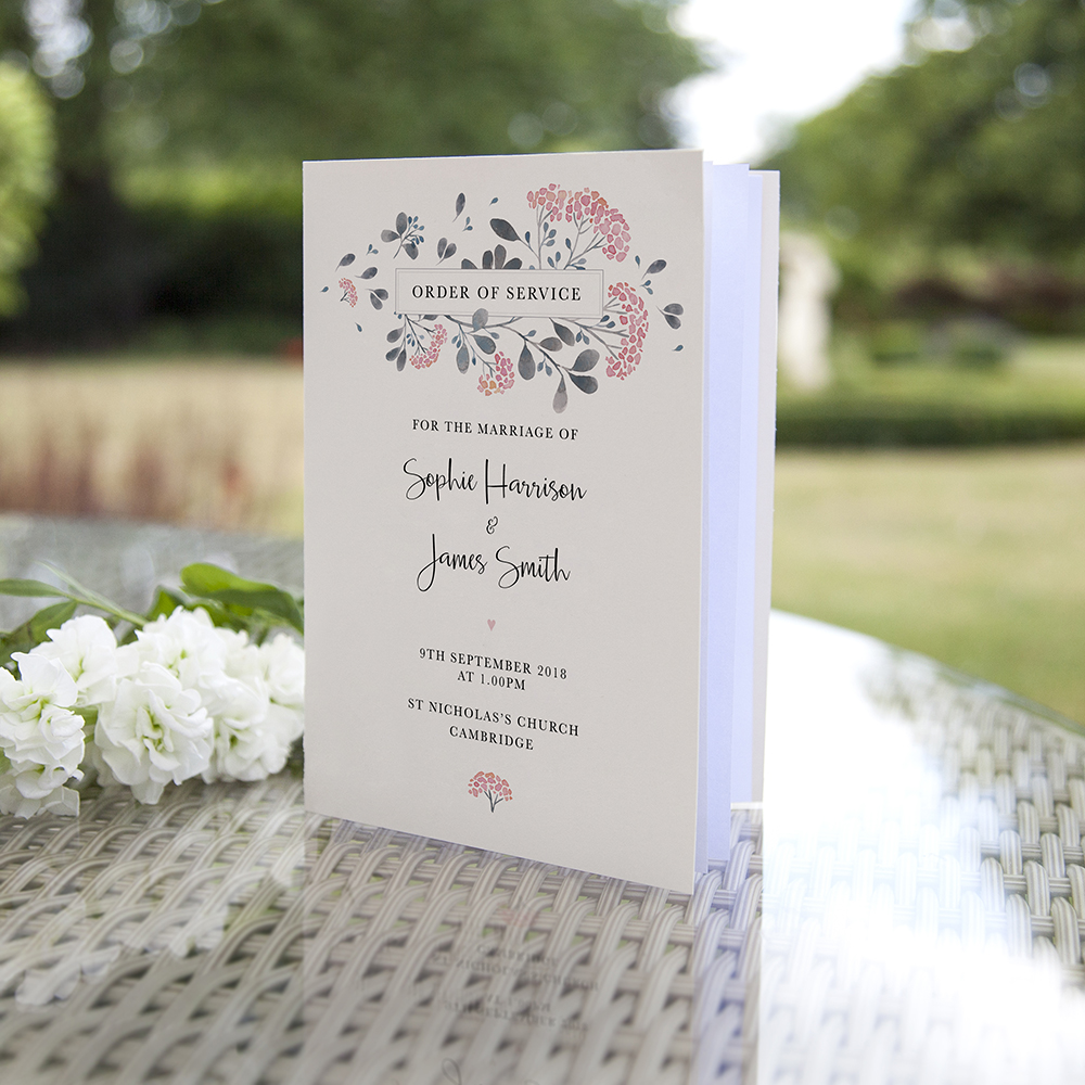 'Felicity' Folded Order of Service Sample