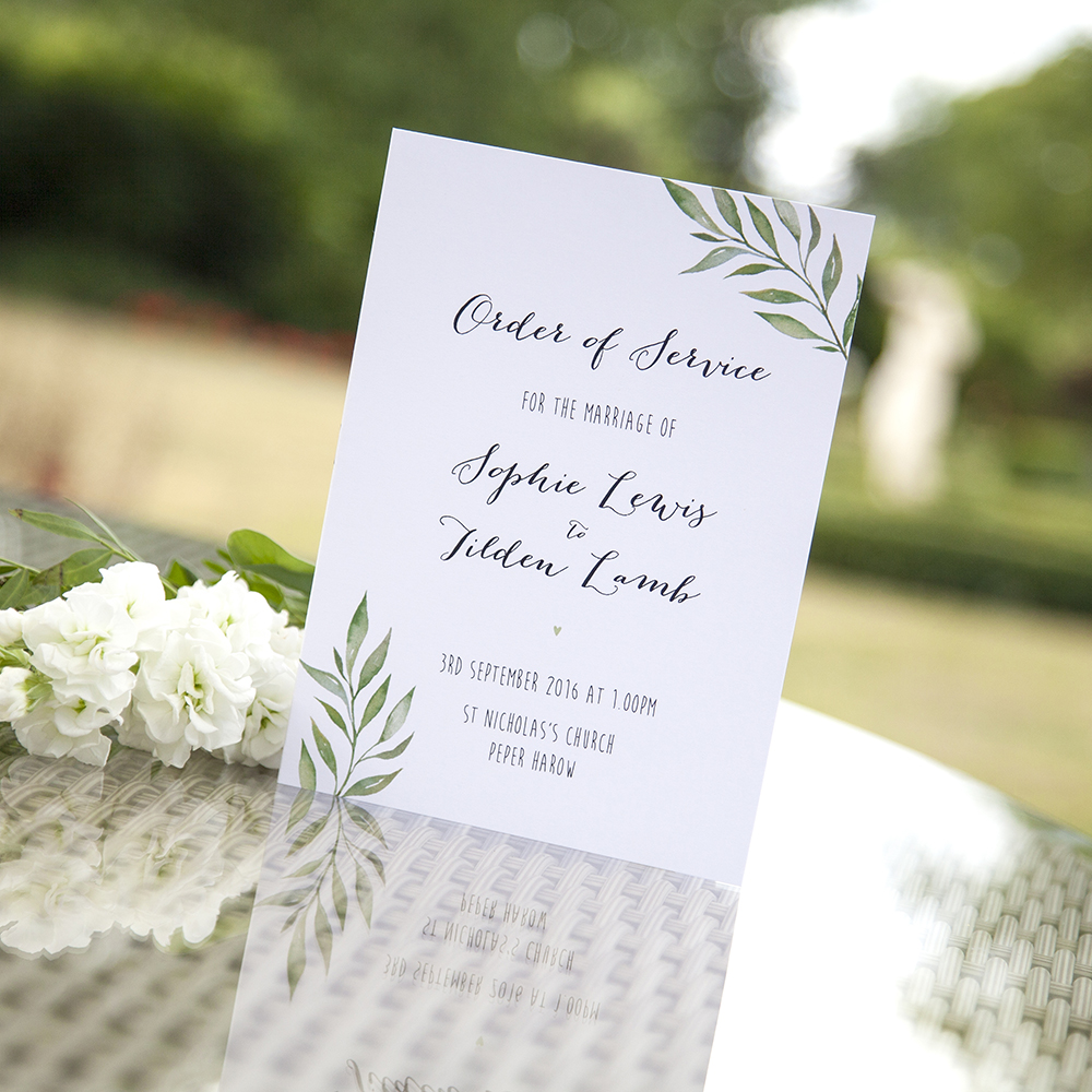 'Green Leaf' Folded Order of Service