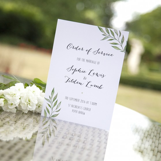 'Green Leaf' Folded Order of Service