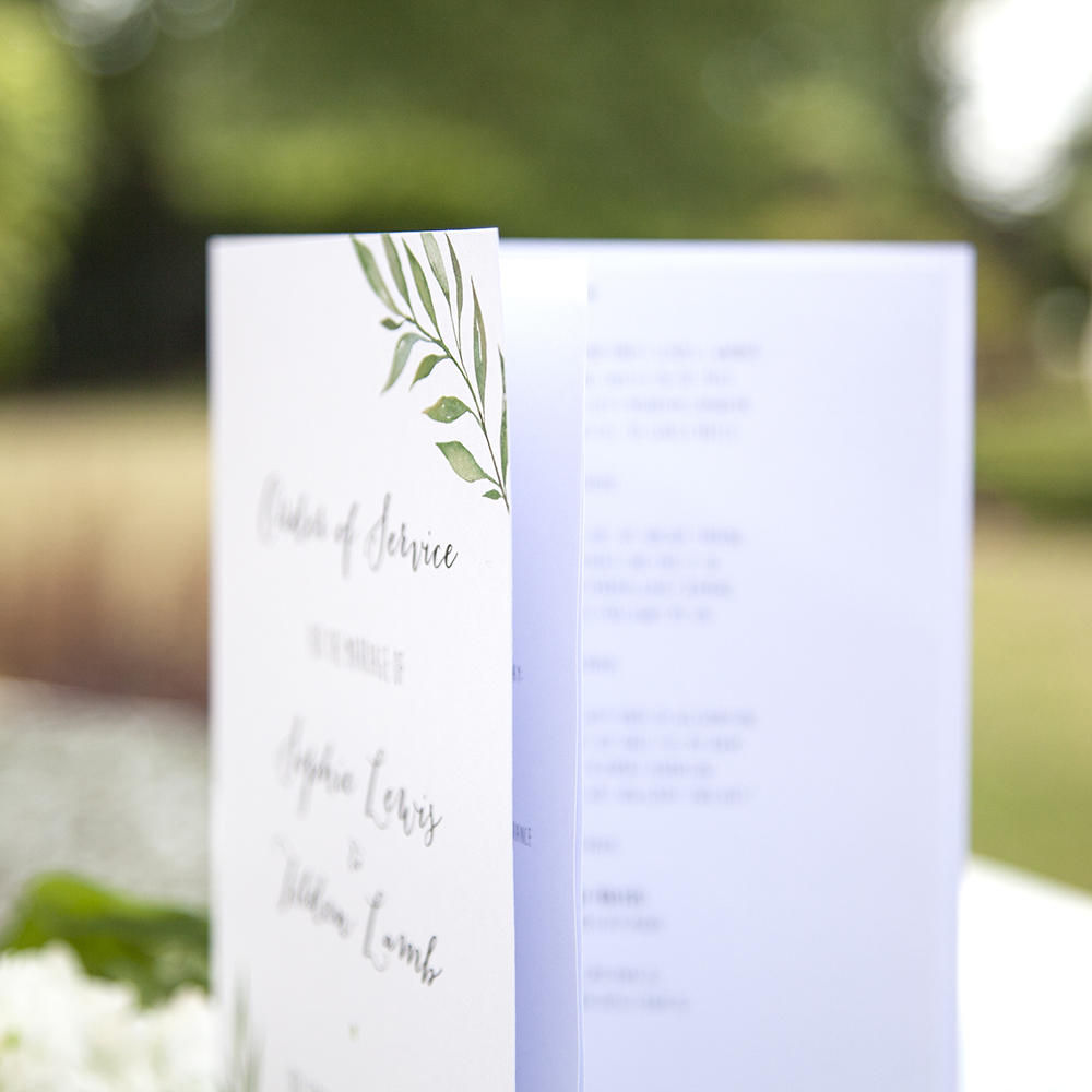 'Green Leaf' Folded Order of Service