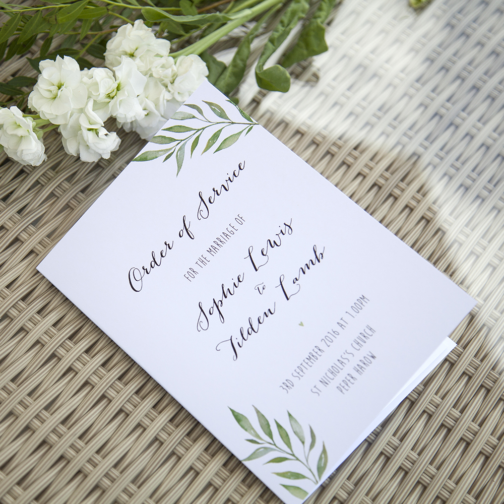 'Green Leaf' Folded Order of Service