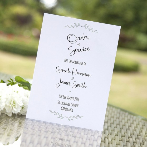 'Green Plant' Folded Order of Service