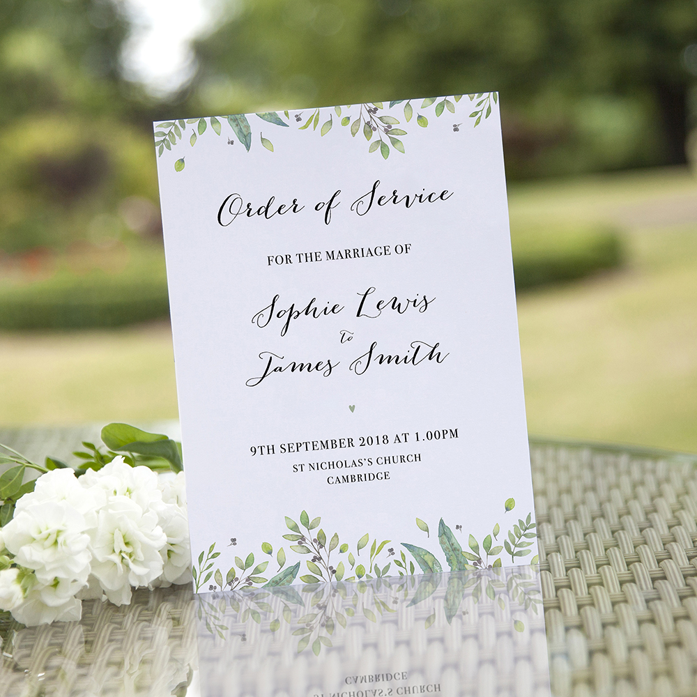 'Imogen' Folded Order of Service