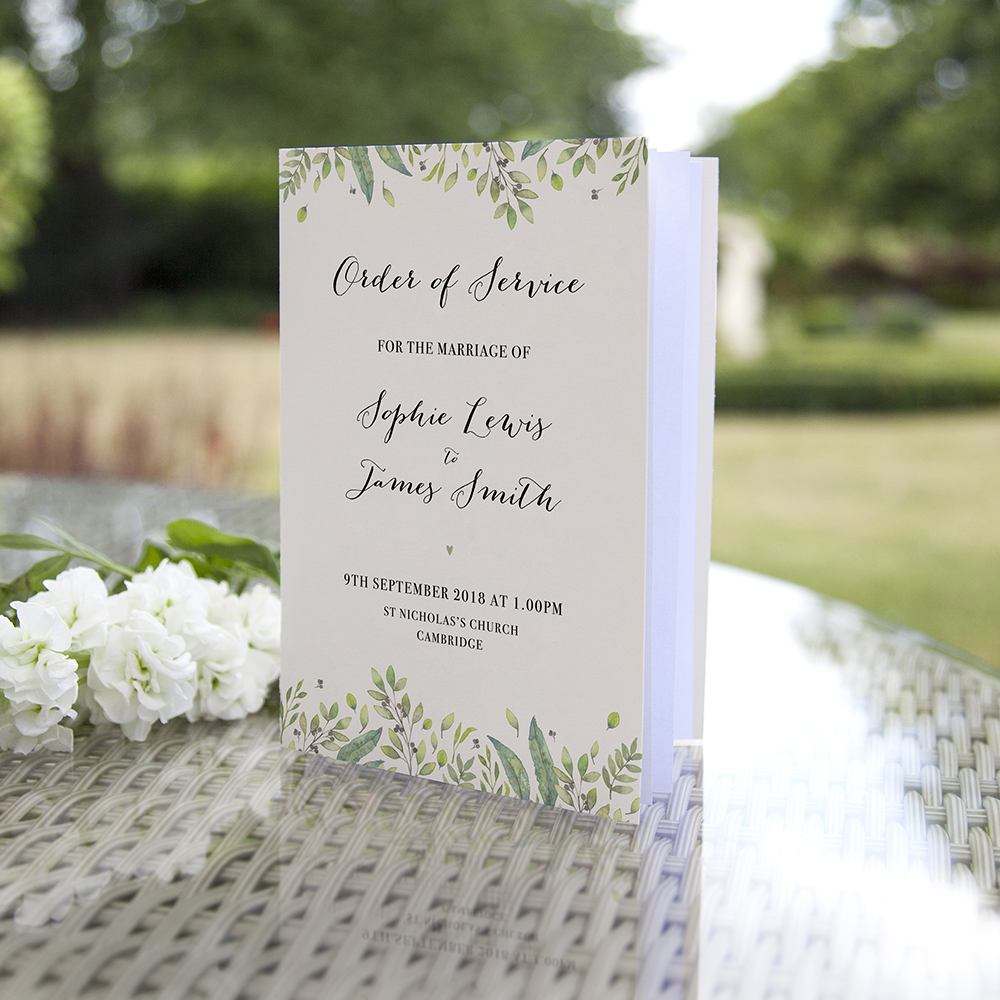 'Imogen' Folded Order of Service