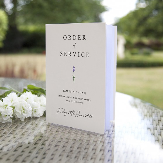 'Lavender L11' Folded Order of Service Sample