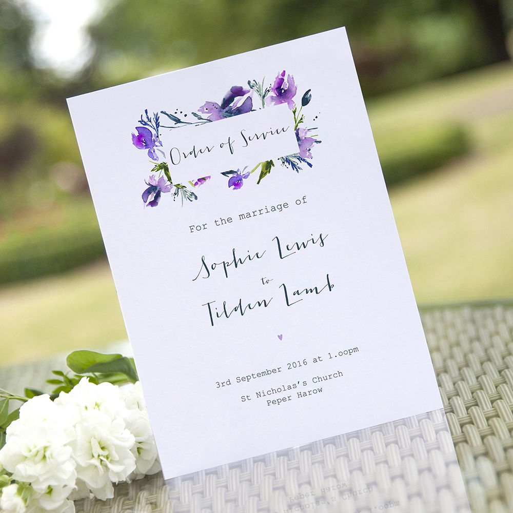 'Midnight Iris' Folded Order of Service