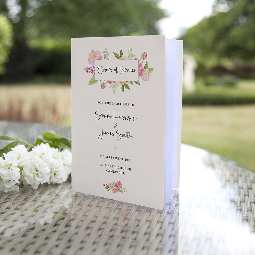 'Peony' Folded Order of Service