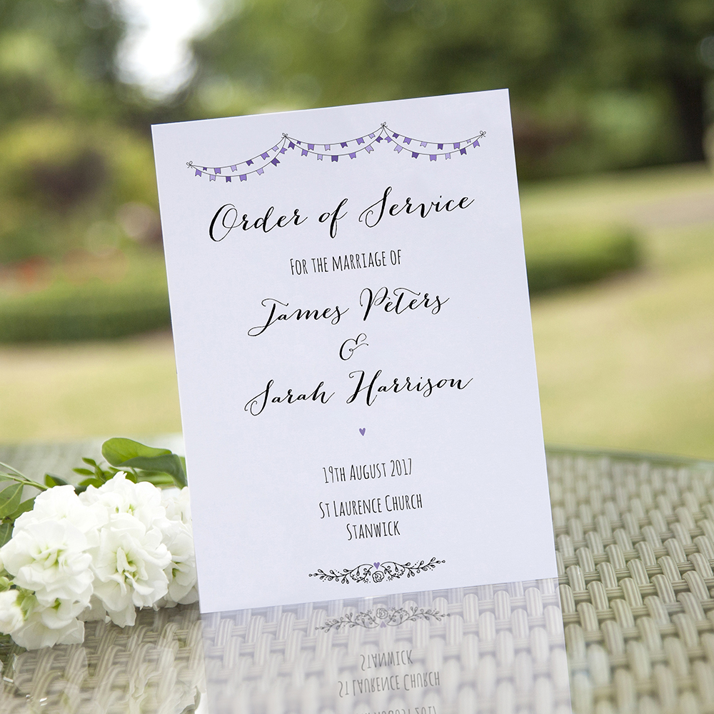 'Purple Flag Bunting' Folded Order of Service