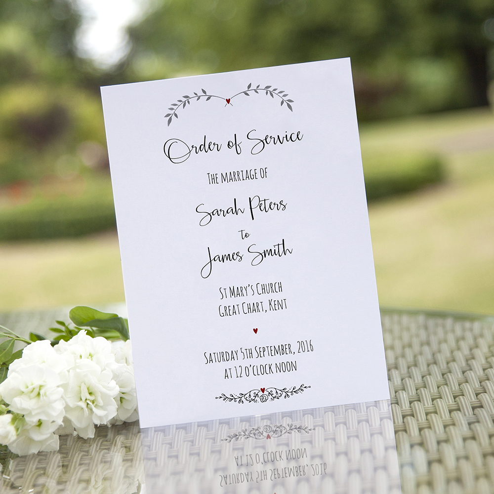 'Red Ivy Design' Folded Order of Service