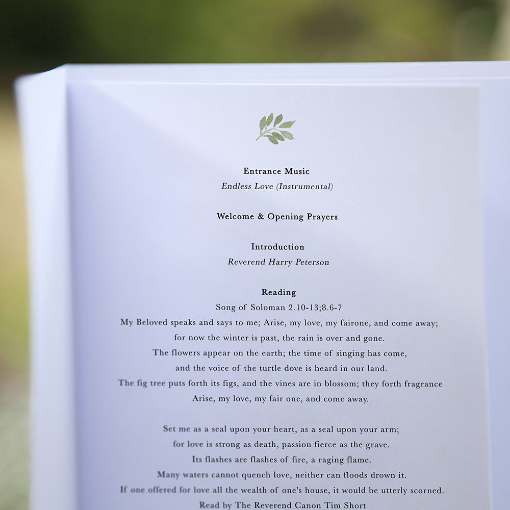 'Spring Collection SC10' Folded Order of Service