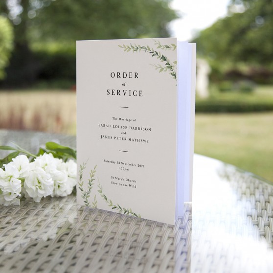 'Trailing Willow' Folded Order of Service Sample