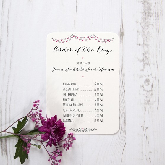 'Pink Flag Bunting' Flat Order of the Day