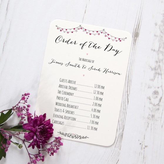 'Pink Flag Bunting' Flat Order of the Day