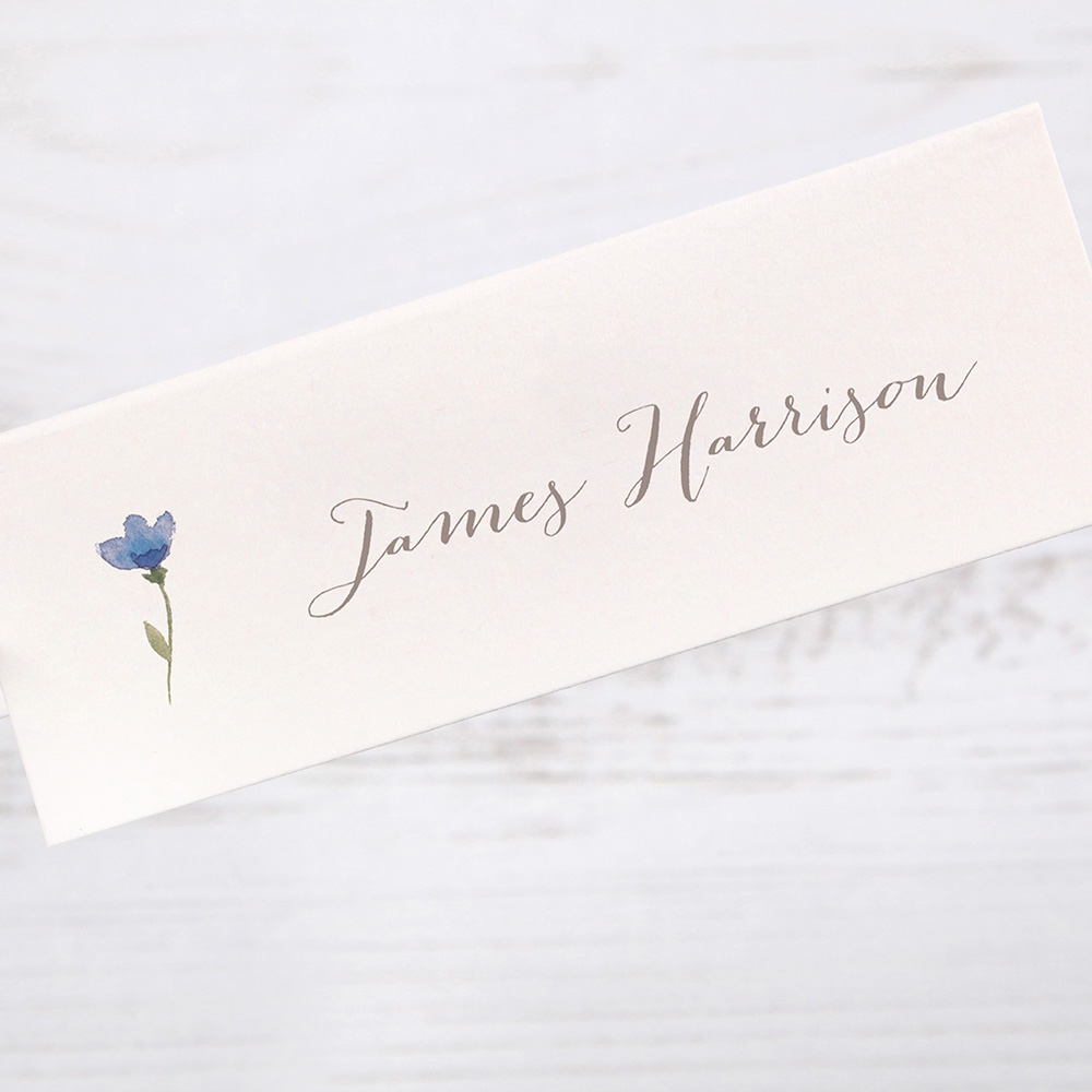 'Blue Floral Watercolour' Place Card Sample
