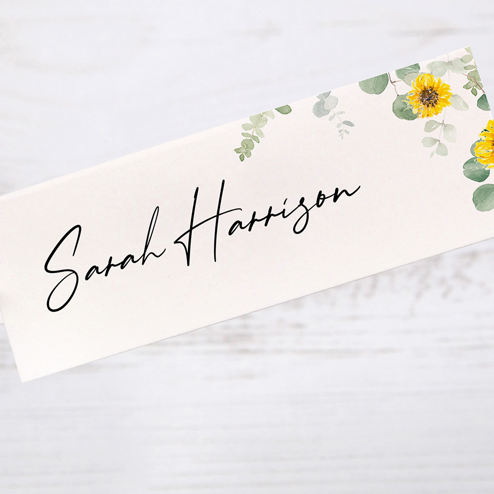 'Classic Eucalyptus Sunflower CE19' Place Cards