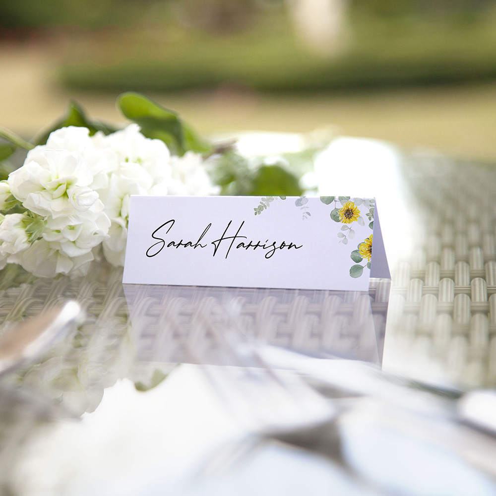 'Classic Eucalyptus Sunflower CE19' Place Cards
