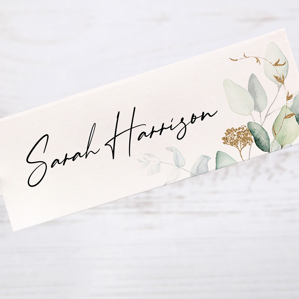 'Green & Gold Eucalyptus' Place Cards