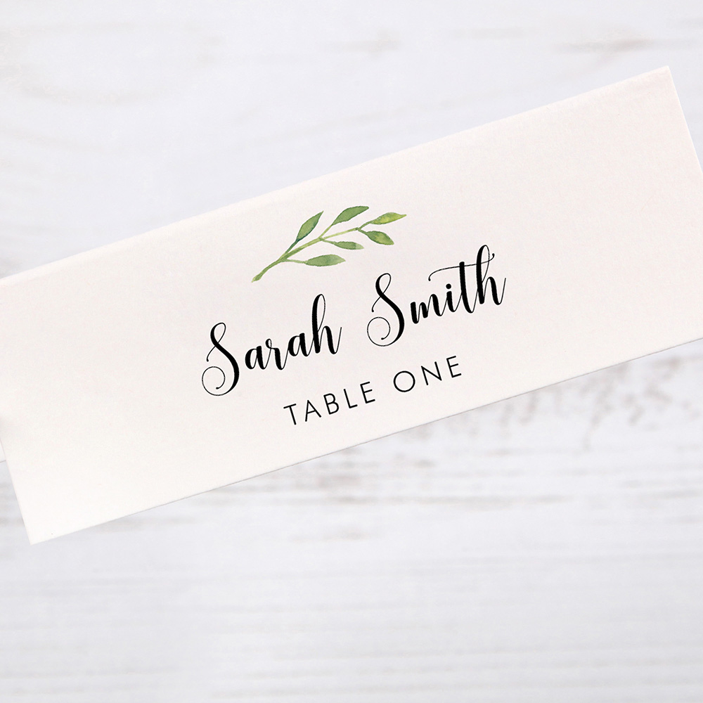 'Green Table Number' Place Card Sample