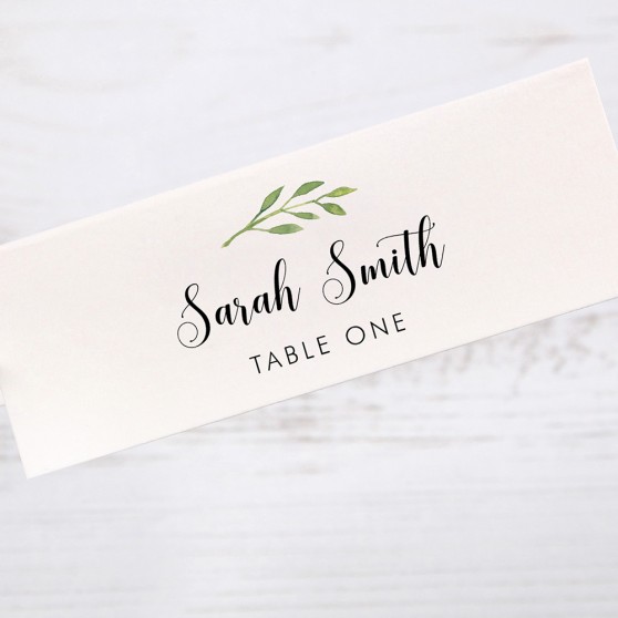 'Green Table Number' Place Card Sample