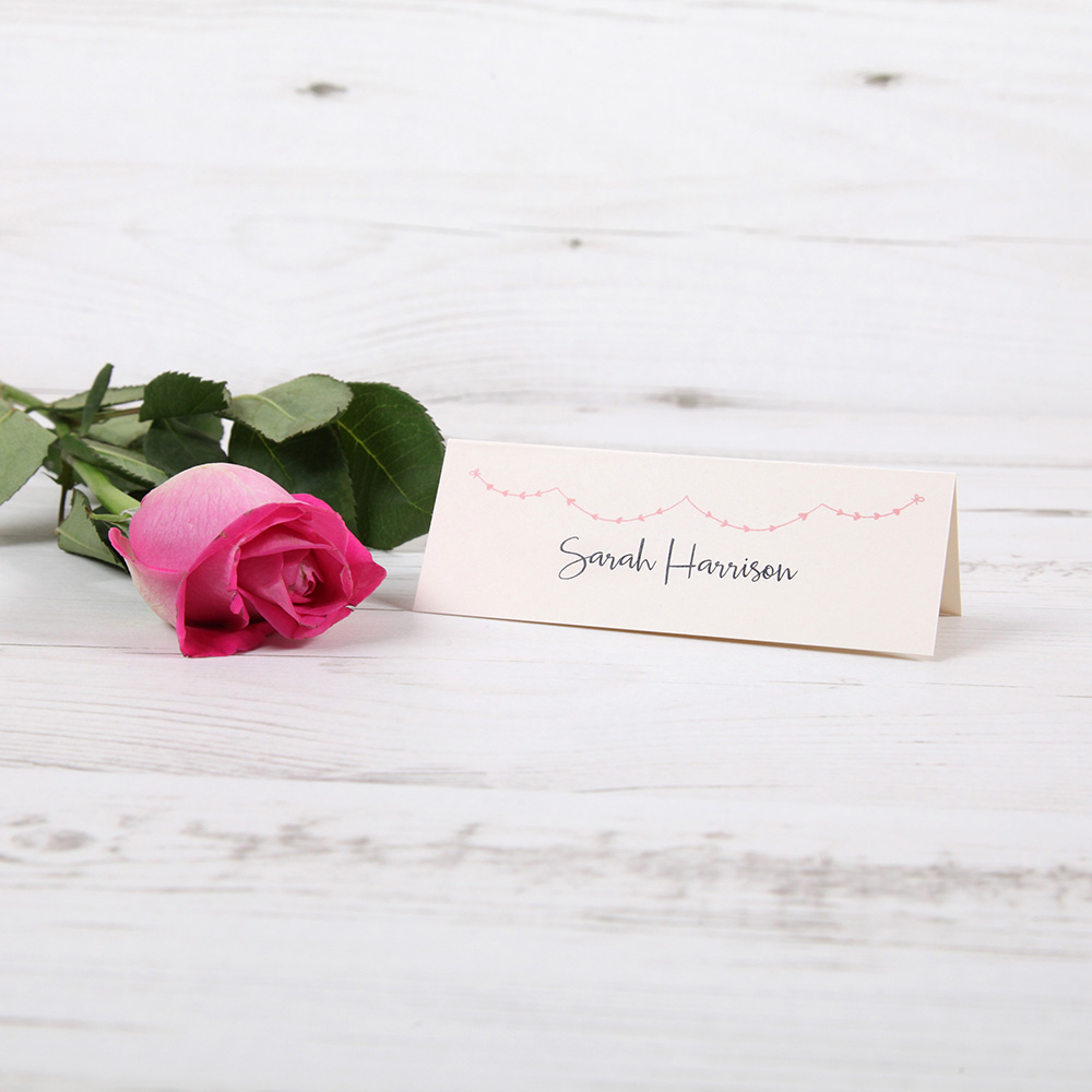 'Pink Heart Bunting' Place Card Sample