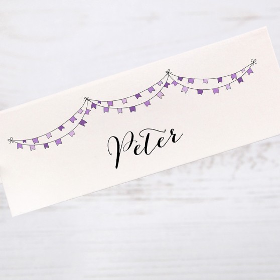 'Purple Flag Bunting' Place Card Sample