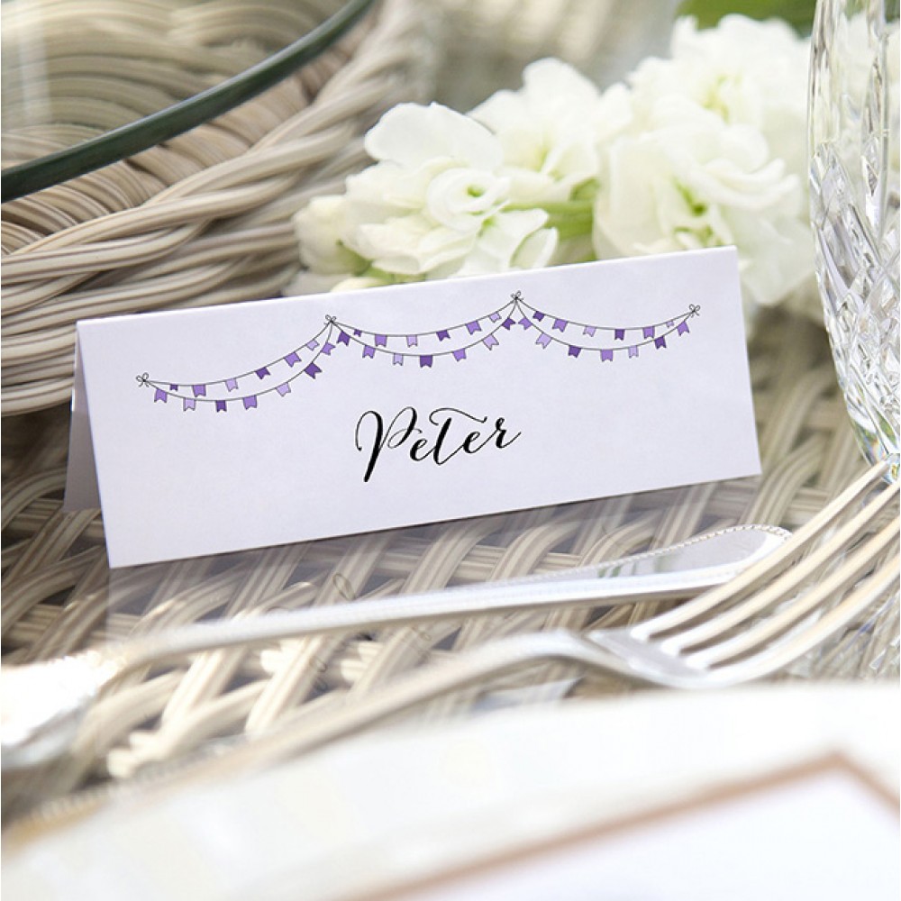 'Purple Flag Bunting' Place Cards