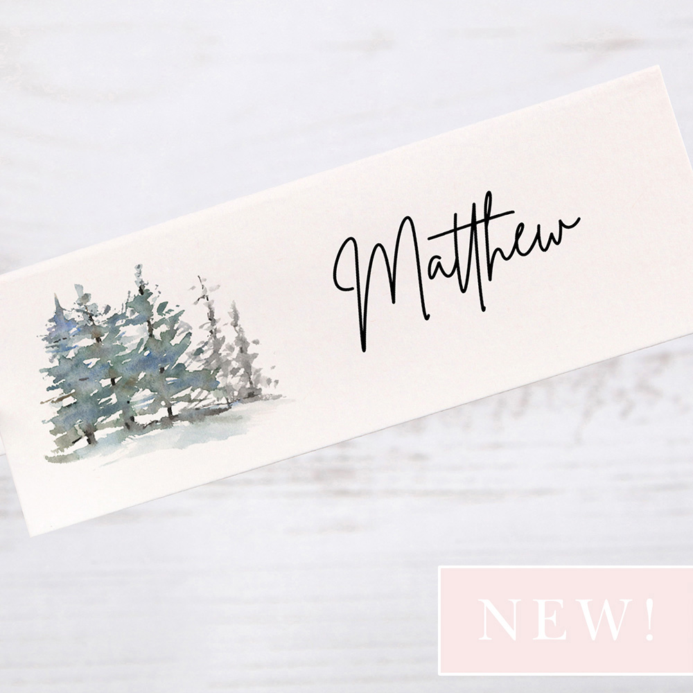 'Snowy Winter Trees Place Cards' Place Card Sample
