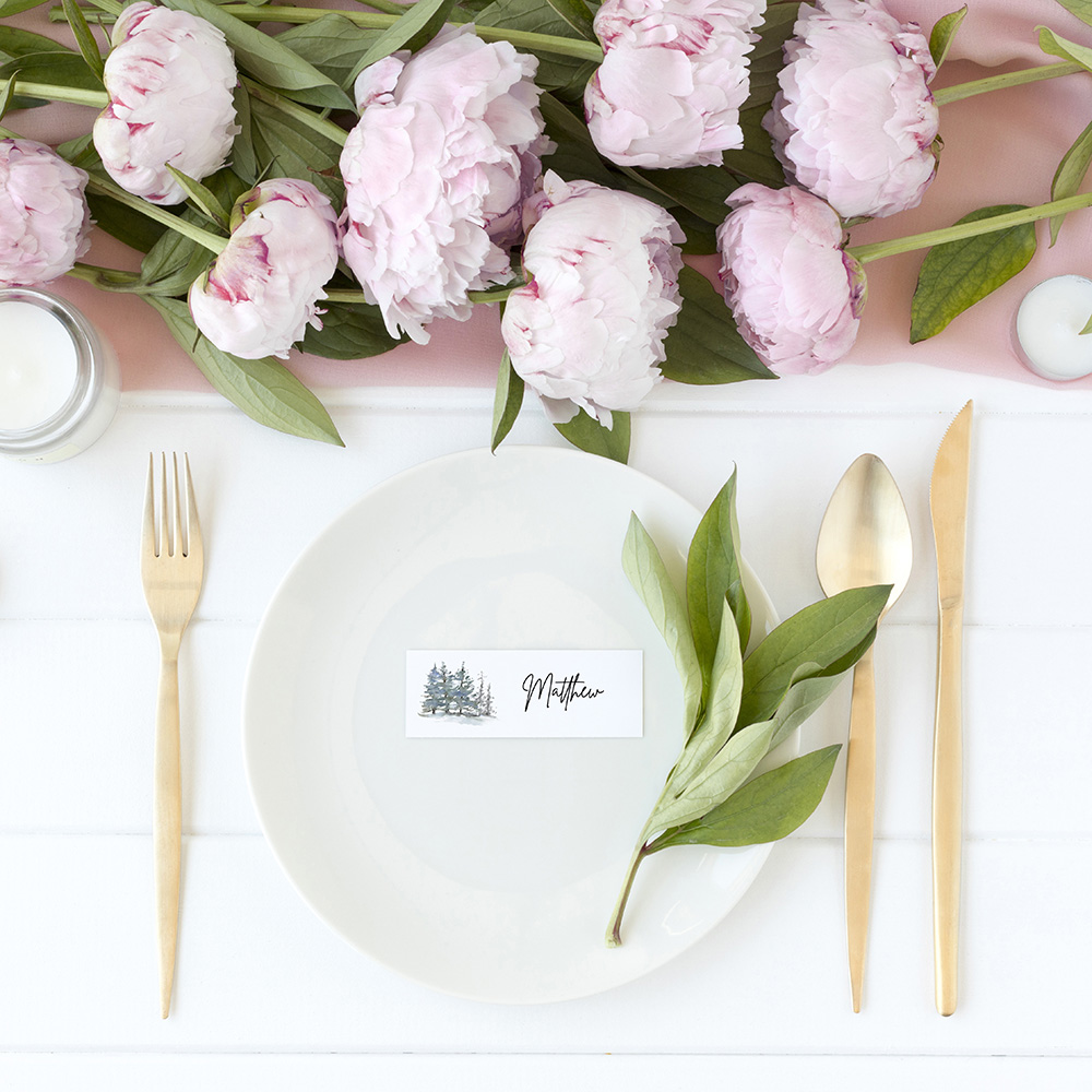 'Snowy Winter Trees' Place Cards