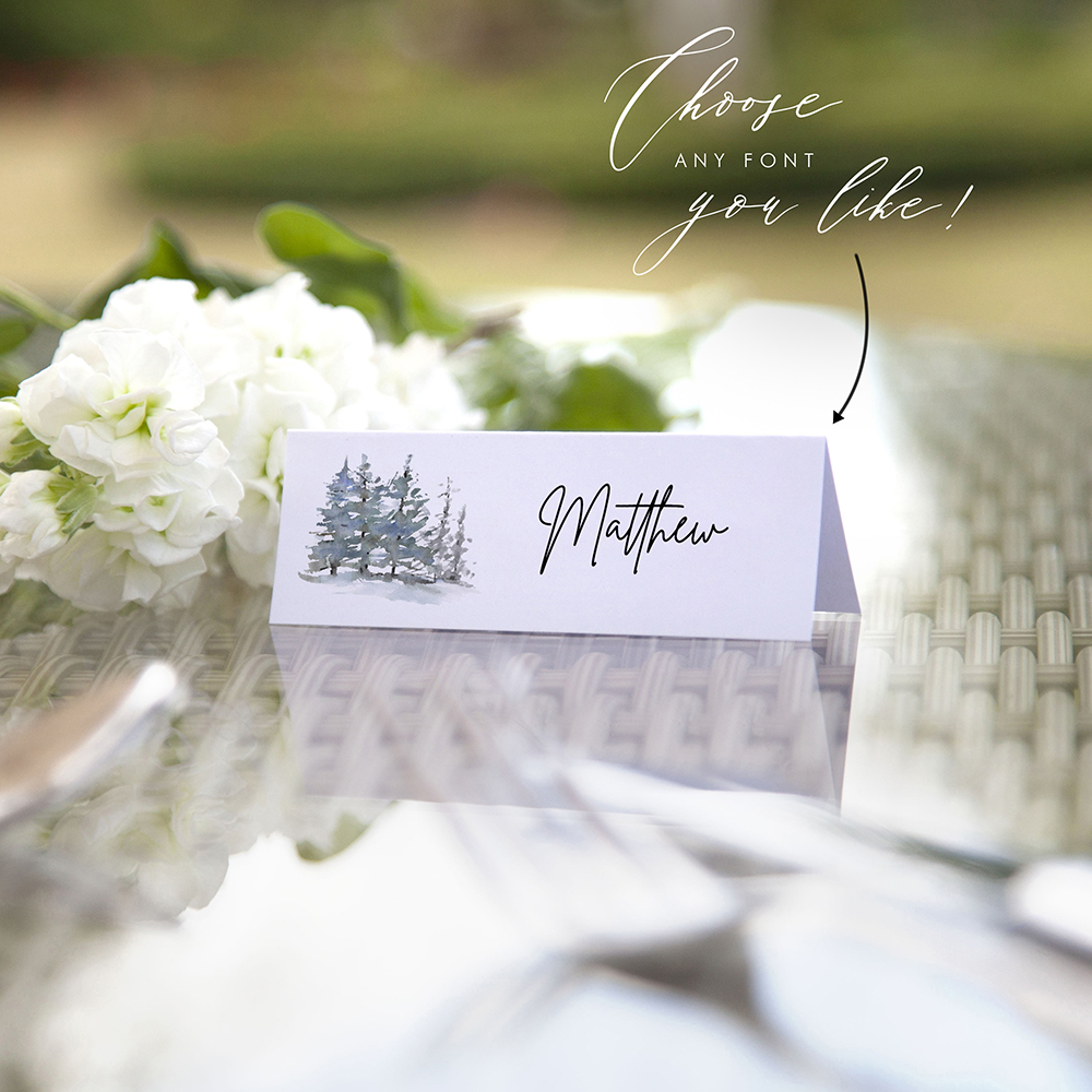 'Snowy Winter Trees' Place Cards